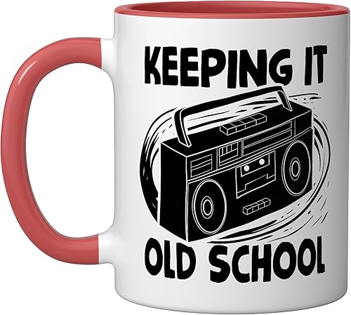 Miniatura 5 de Keeping It Old School - Taza de cerámica con cassette retro de los años 80 y 90, color amarillo y blanco