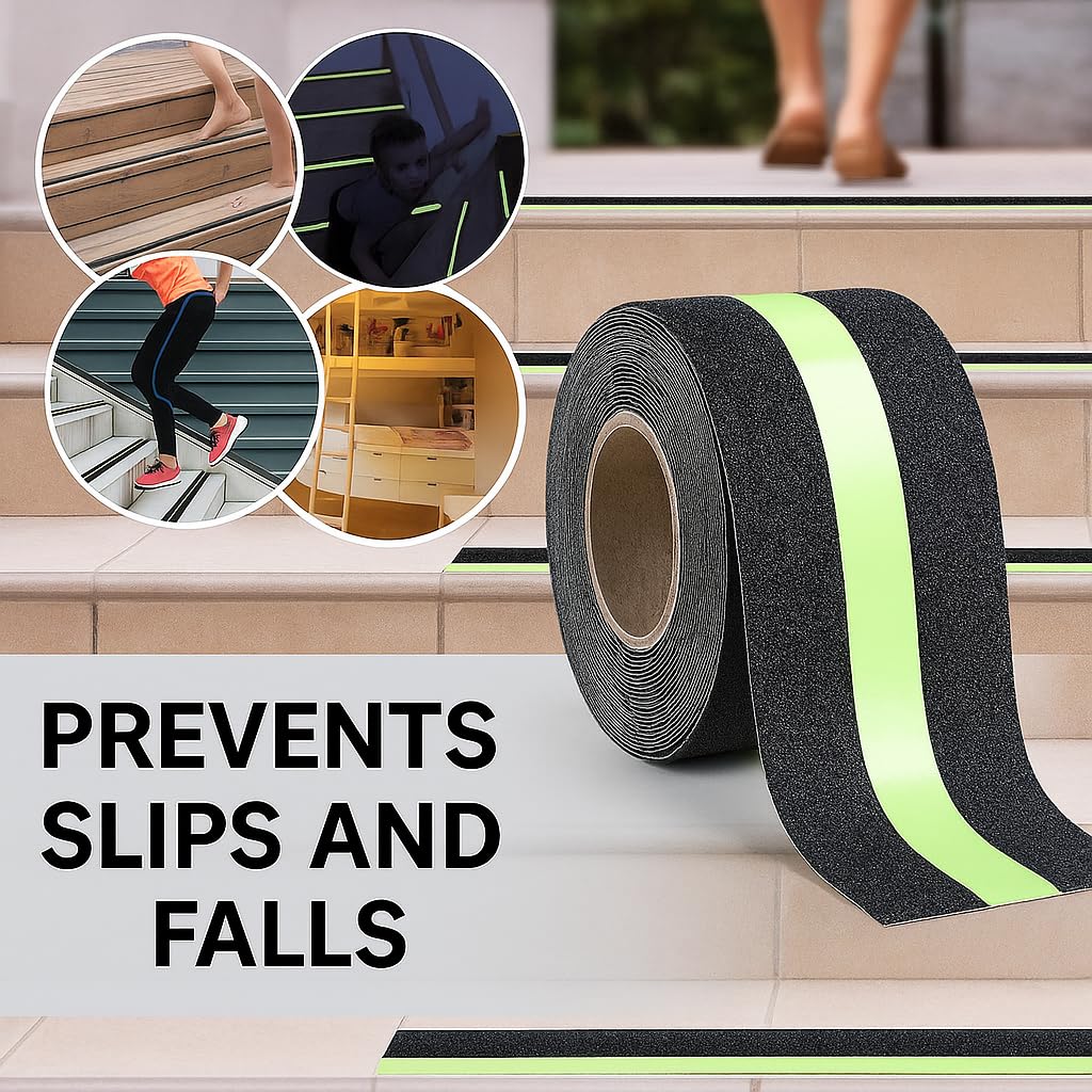 Yorwe Anti Slip Tape for Stairs Waterproof – Non-Skid Safety Gripper Tape for Home Steps, Glow in the Dark Floor Stickers, Anti Skid Tape for Tiles, Surface, and Bat (50MM x 5 Meter) - Image 8 thumbnail