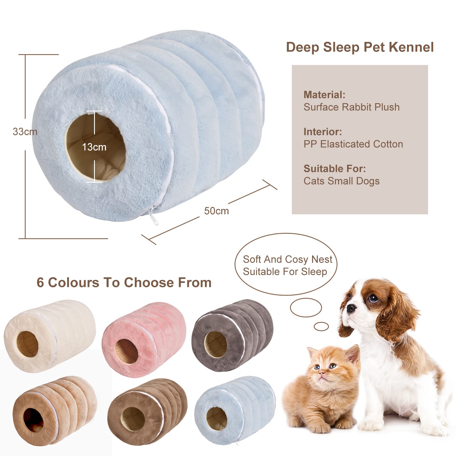 PETCUTE Faltbar Katzentunnel Katzenbett,Super Weich Katzenhöhle,Donut Hundebett für große, Mittelgroße & Kleine Hunde,Waschbares Katzennest mit Reißverschlüssen,Vollständig Abnehmbar