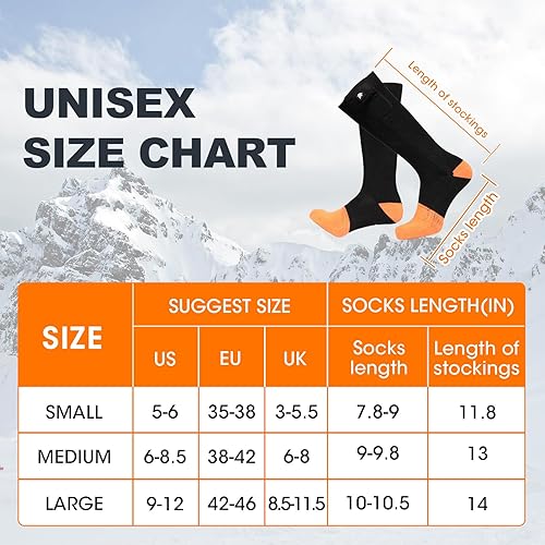 Miniatura 7 de Calcetines calefactables, calcetines eléctricos recargables para hombres y mujeres, batería de 7.4 V, calentadores de pies de invierno para caza,
