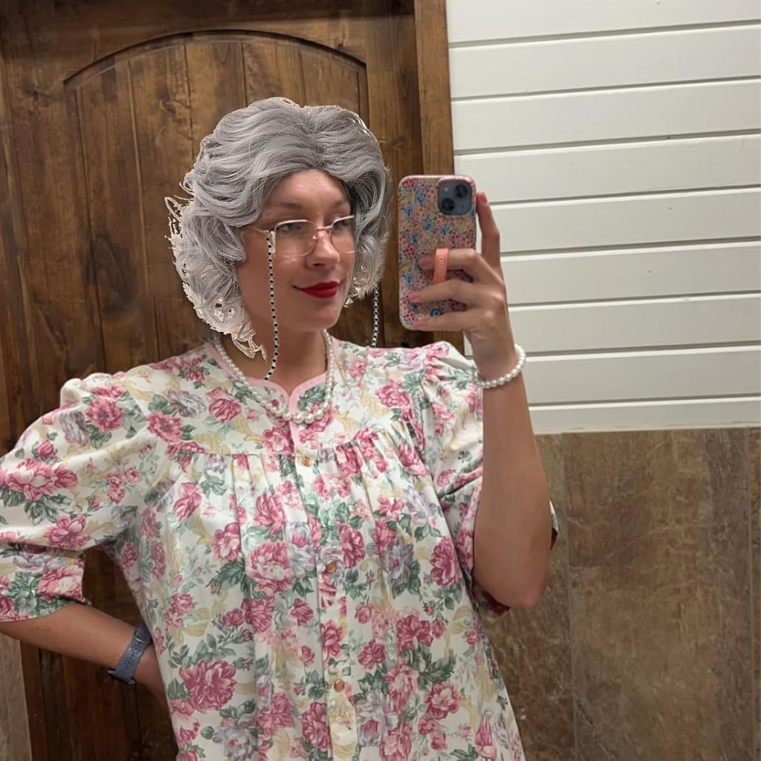 Old Lady Wig Set, Granny Grandma Gray Wigs for Women for Old Woman Cosplay Halloween Party - Image 6