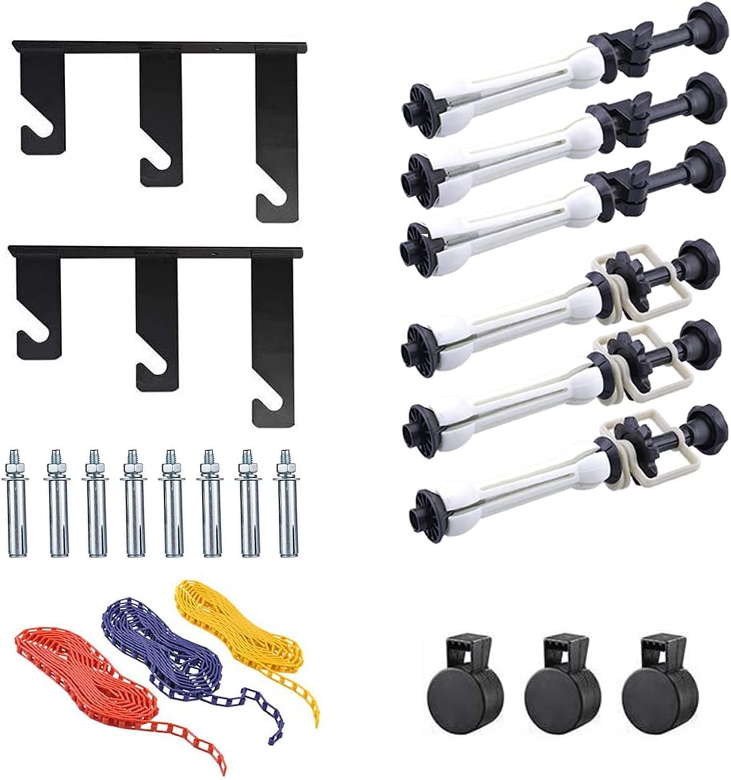 VARWANEO Photography 3 Roller Wall Mounting Manual Background Support System, Backdrop Ceiling Mount Holder, Including 2 Tri-fold Hooks, 6 Expand Bars, Chains, for Home Studio Live Stream Game Video