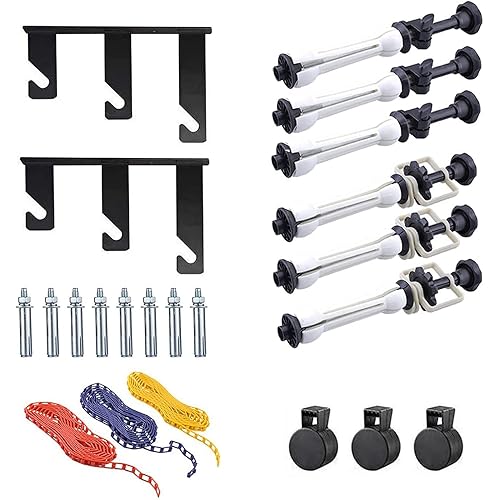 Photography Backdrop Wall Mount 3 Roller Support System, Manual Photo Background Ceiling Holder, Including 2 Tri-fold Hooks, 6 Expand Bars, 3 Chains, for Home Studio Live Stream Game Video