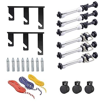 Photography 3 Roller Wall Mounting Manual Background Support System, Backdrop Ceiling Mount Holder, Including 2 Tri-fold Hooks, 6 Expand Bars, 3 Chains, for Home Studio Live Stream Game Video