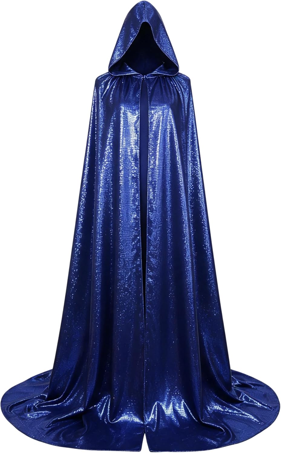 Adult Unisex Full Length Hooded Cloak Sparkle Shiny Cape with Hood Women Halloween Mardi Gras Wizard Cosplay Costume