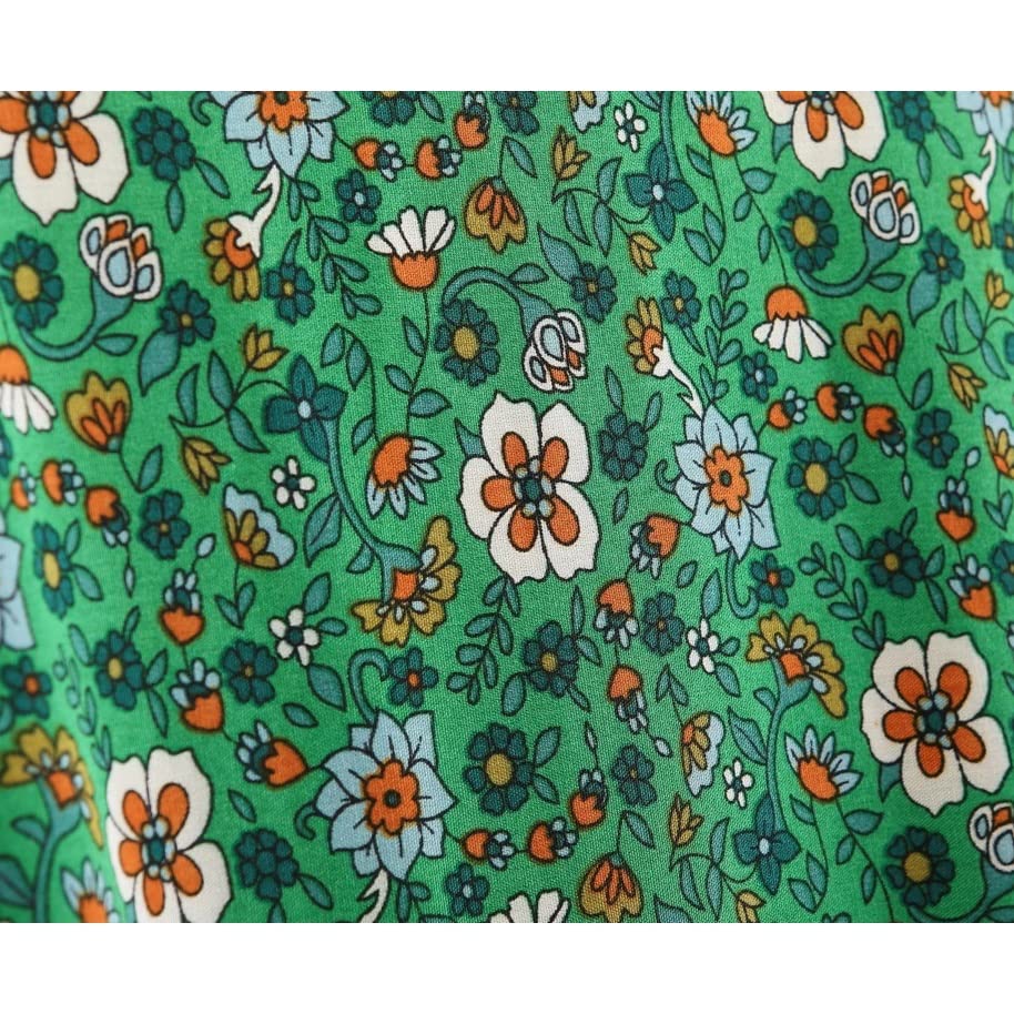 Kimono verde de rayón estilo wrap con estampado floral vintage 5