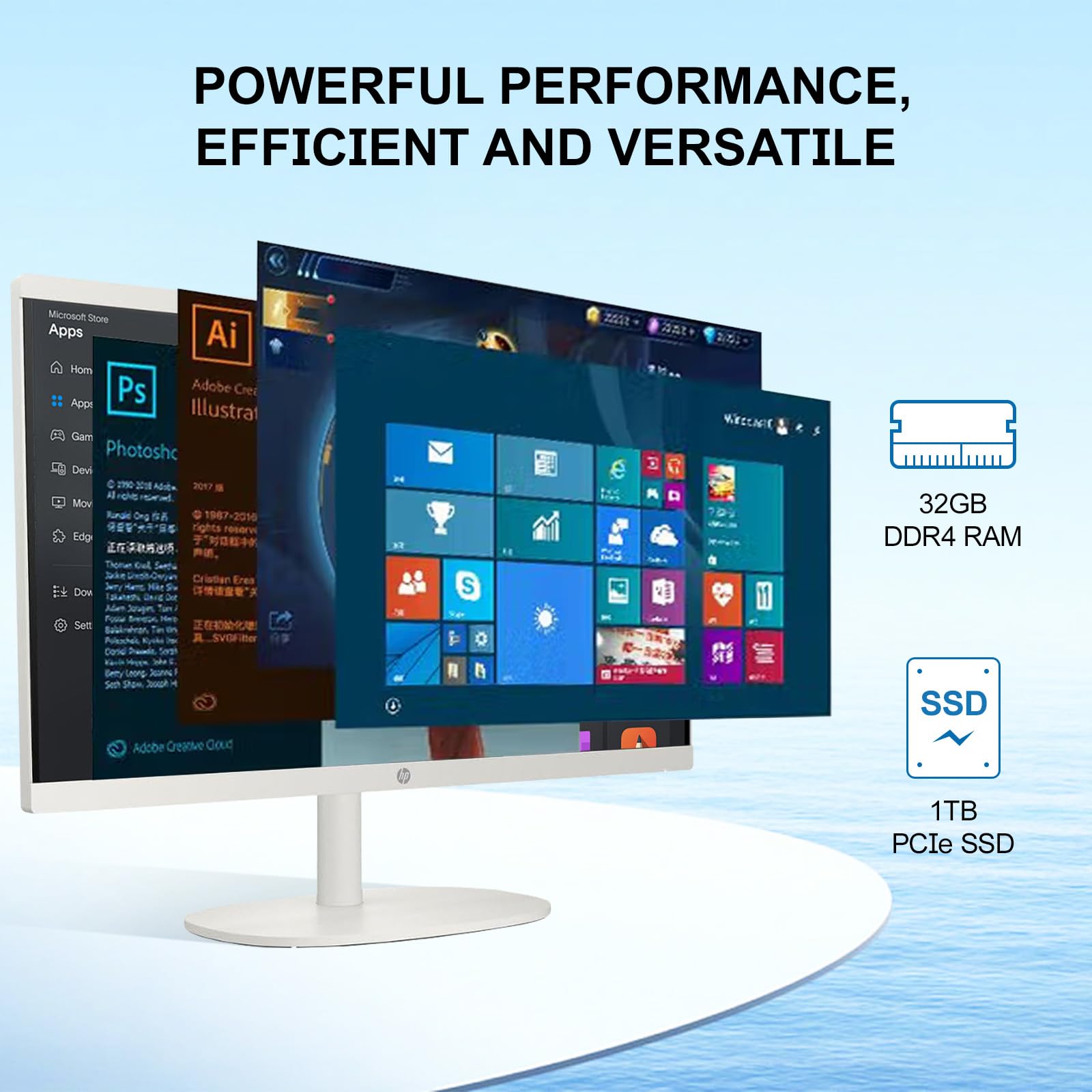 HP All in One Desktop Computer for Home, Intel Celeron J4025, 21.5 inch FHD Anti-Glare, WiFi 6, 32 GB DDR4, 1 TB SSD, 1TB USB Flash Drive, Home PC, Wired KB & Mouse, Windows 11 Pro, W/Accessories