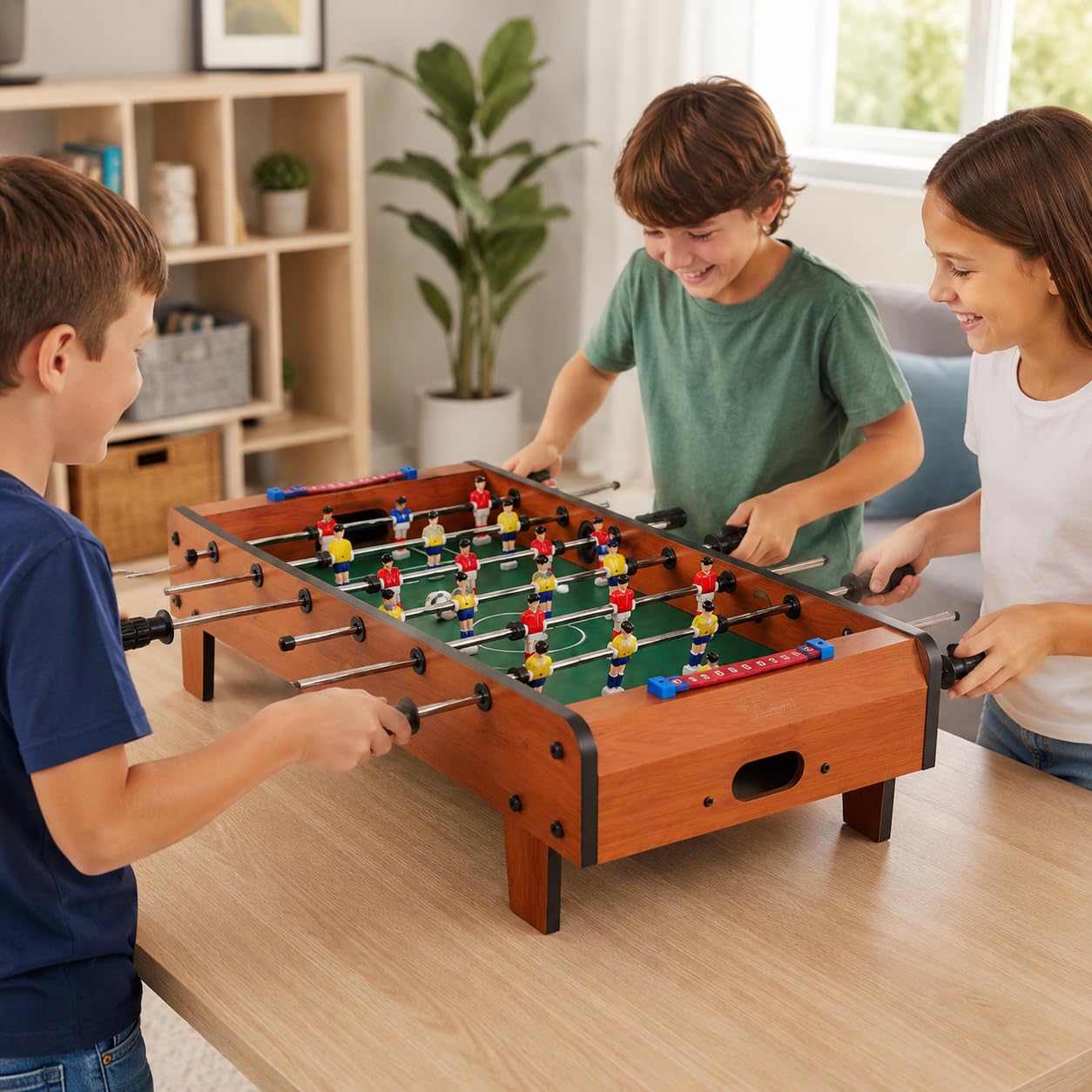 Futbolín de Mesa con 2 Pelotas, Contador de Puntuación y Barras Metálicas para Niños y Adultos