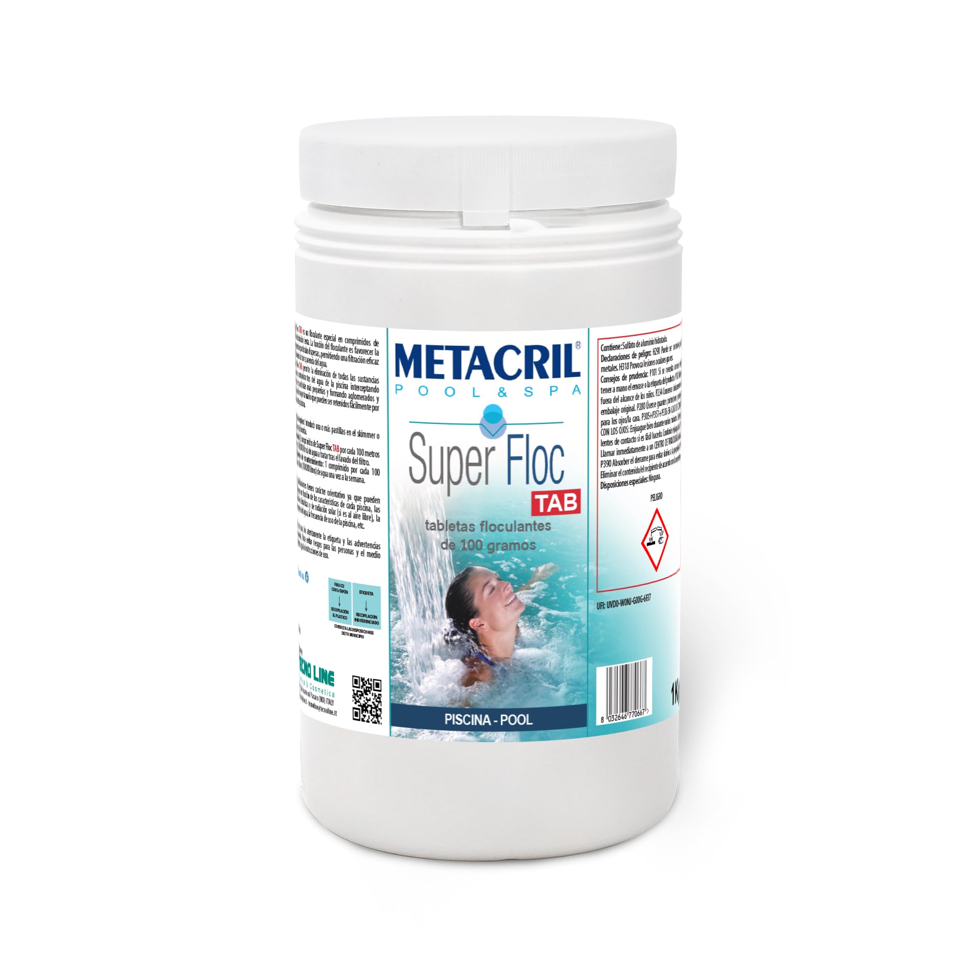 Super FLOC Tab 2 kg (1+1) - Floculant et clarifiant pour Eau de Piscine en pastilles de 100 g à Dissolution Lente