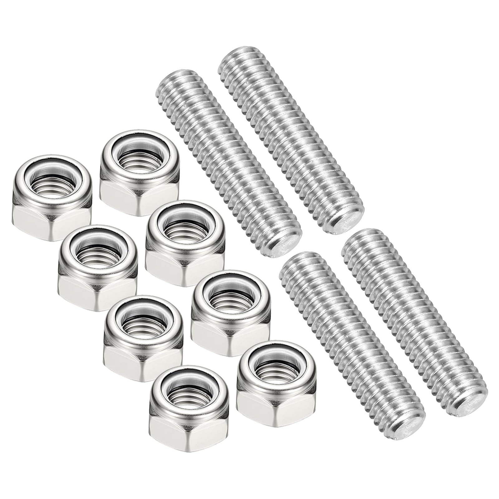 PATIKIL 4Pcs 3/8"-16x40mm Threaded Rods with Hex Nuts