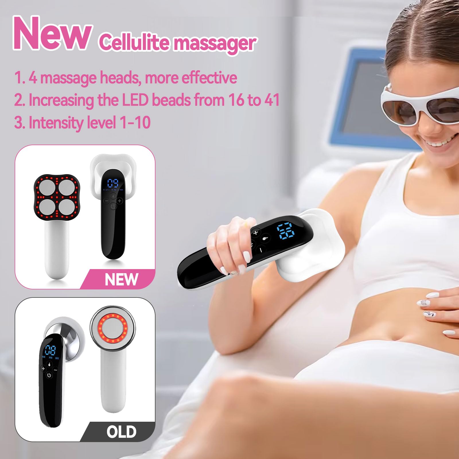 Máquina de esculpir el cuerpo, masajeador corporal mejorado, máquina inalámbrica de celulitis, luz roja para vientre, cintura, brazo, pierna y masaje, regalo para hombres y mujeres