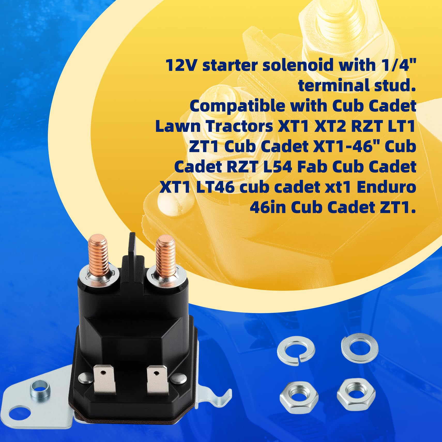 72506153A 72506153 Relais solénoïde de de démarrage pour tondeuse à gazon équitable Compatible avec Cub Cadet XT1 XT2 Enduro RZT LT1 ZT1 ZT2 MTD Troy Bilt Yard Man Husky Yard Machines Craftsman
