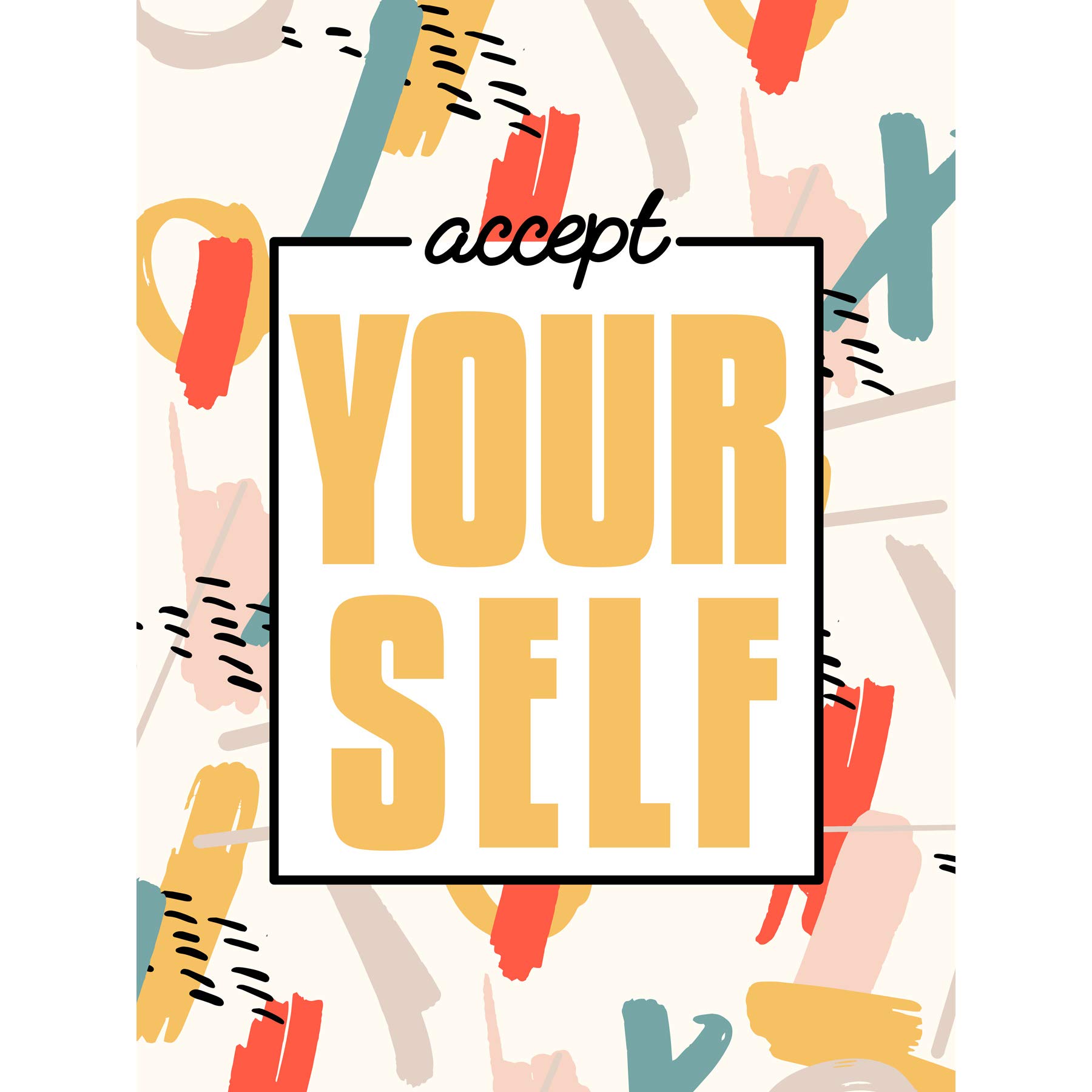 Wee Blue Coo Funky Affirmation Accept Yourself Large Art Print Poster Wall Decor