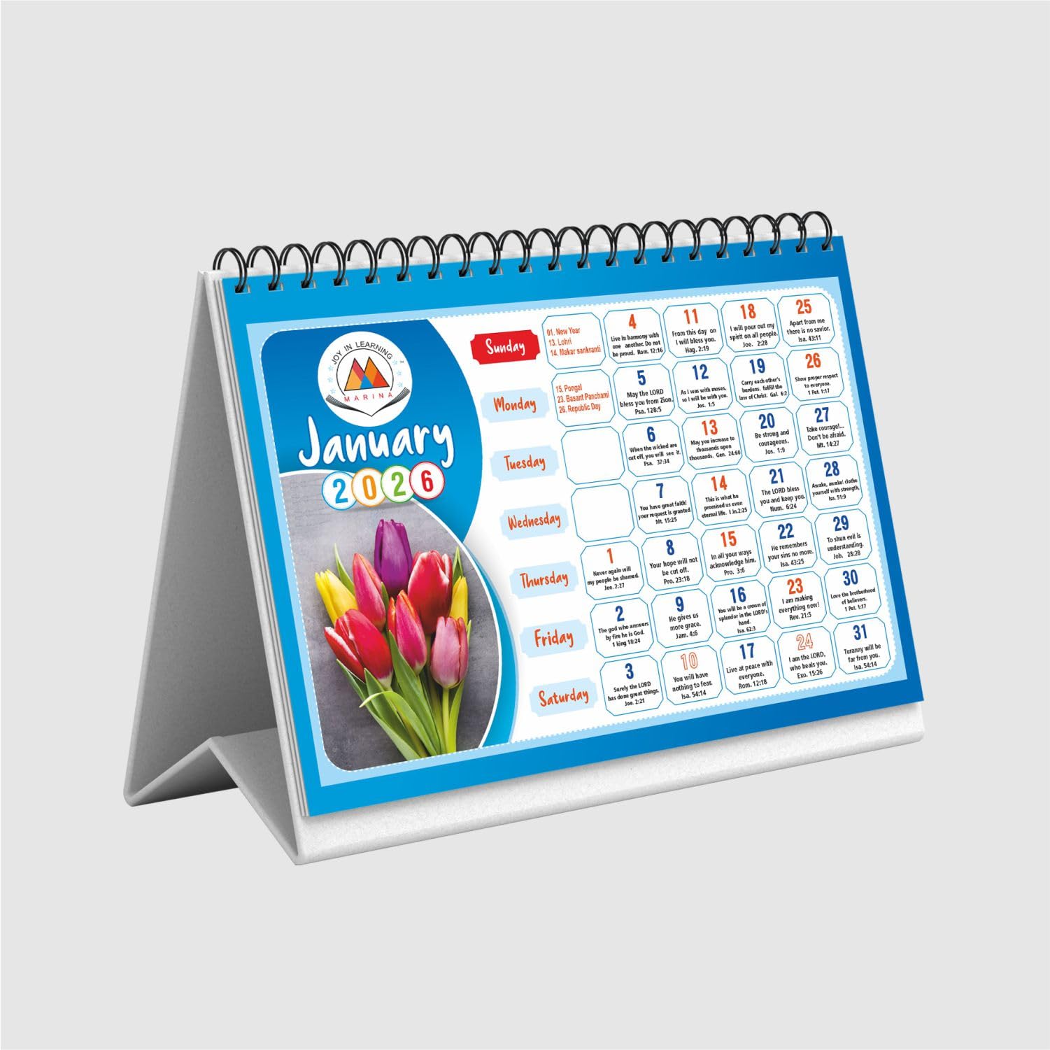 Christian Calendar English Desk Calendar 2025 (B5 10x8") Stand Up table Calendar 2025, Bible Verse table Calendar(English Bible verses)-image-4