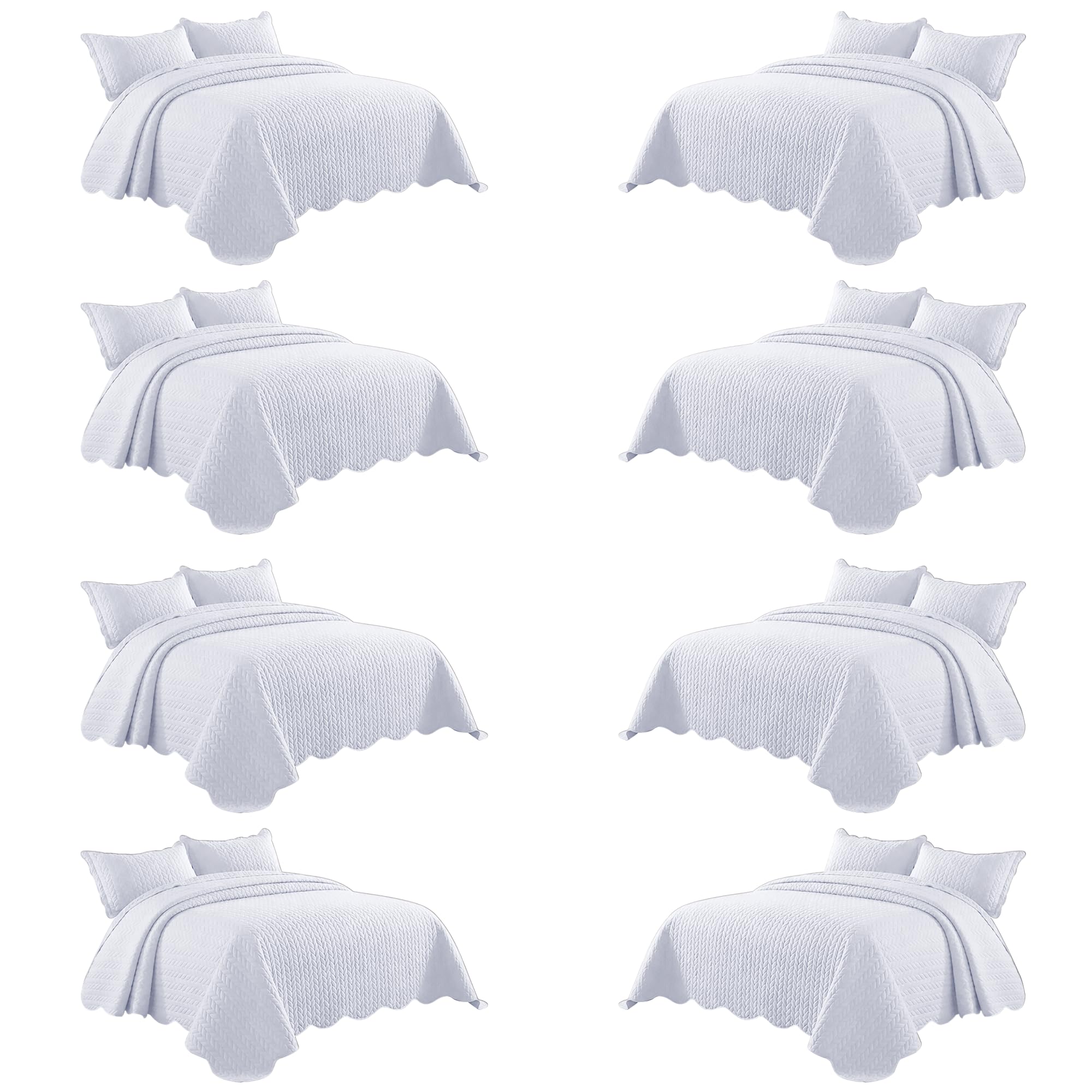 IR Imperial Rooms California King Quilt Bedspread White Leaf 8-Pack