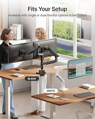 Miniatura 9 de monTEK Brazo de monitor de aluminio premium para pantallas ultraanchas de 17 a 57 pulgadas de hasta 59 libras, soporte de escritorio dual USB 3.0