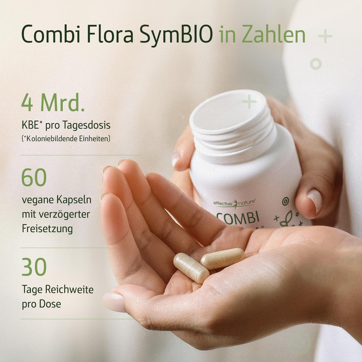 Combi Flora SymBIO - Kulturen Komplex mit aufeinander abgestimmten Bakterienstämmen + Akazienfaser - vegane Kapseln - hochdosiert, Bio-Qualität