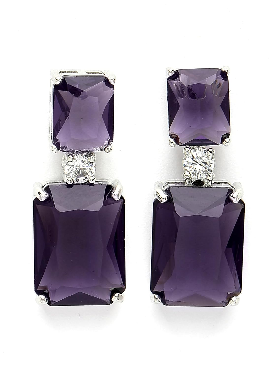 Karatcart Luxurious Pink American Diamond Stone Drop Earrings for Women