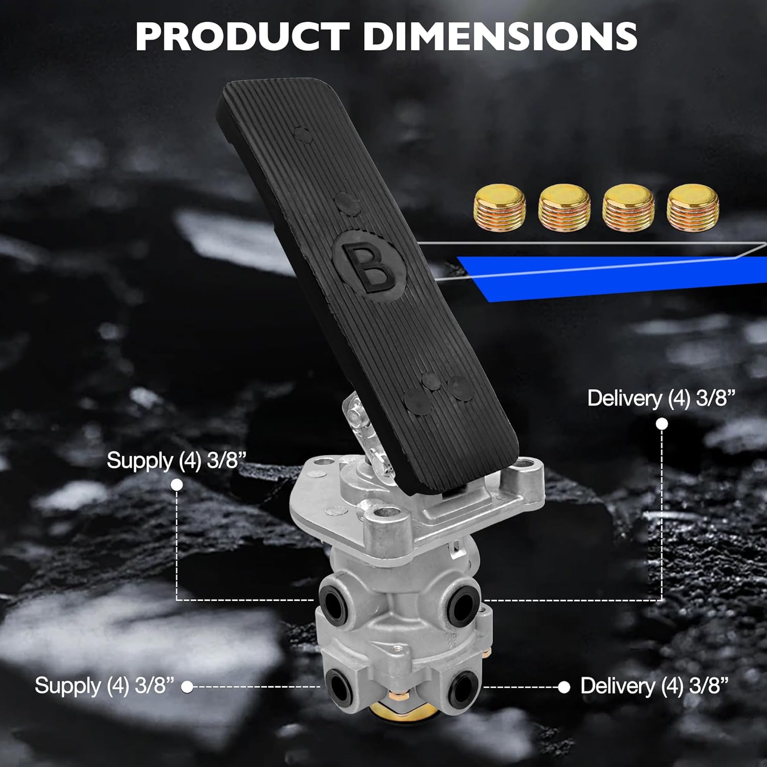 E-6 Foot Brake Valve with Treadle Assembly, Compatible with Bendix 286171N, 286171X, KN22140, 170.286171, 20QE3114R, 286171X, Dual Circuit Mounting Plate