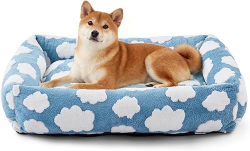 Miniatura 15 de JOEJOY Linda cama para perros de tamaño mediano, camas rectangulares suaves y peludas para perros grandes y medianos, cama ortopédica lavable para