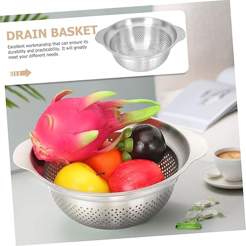 Miniatura 2 de PRETYZOOM Stainless Steel Colander Strainer Steel Multi-purpose Basin Kitchen Drain Basket