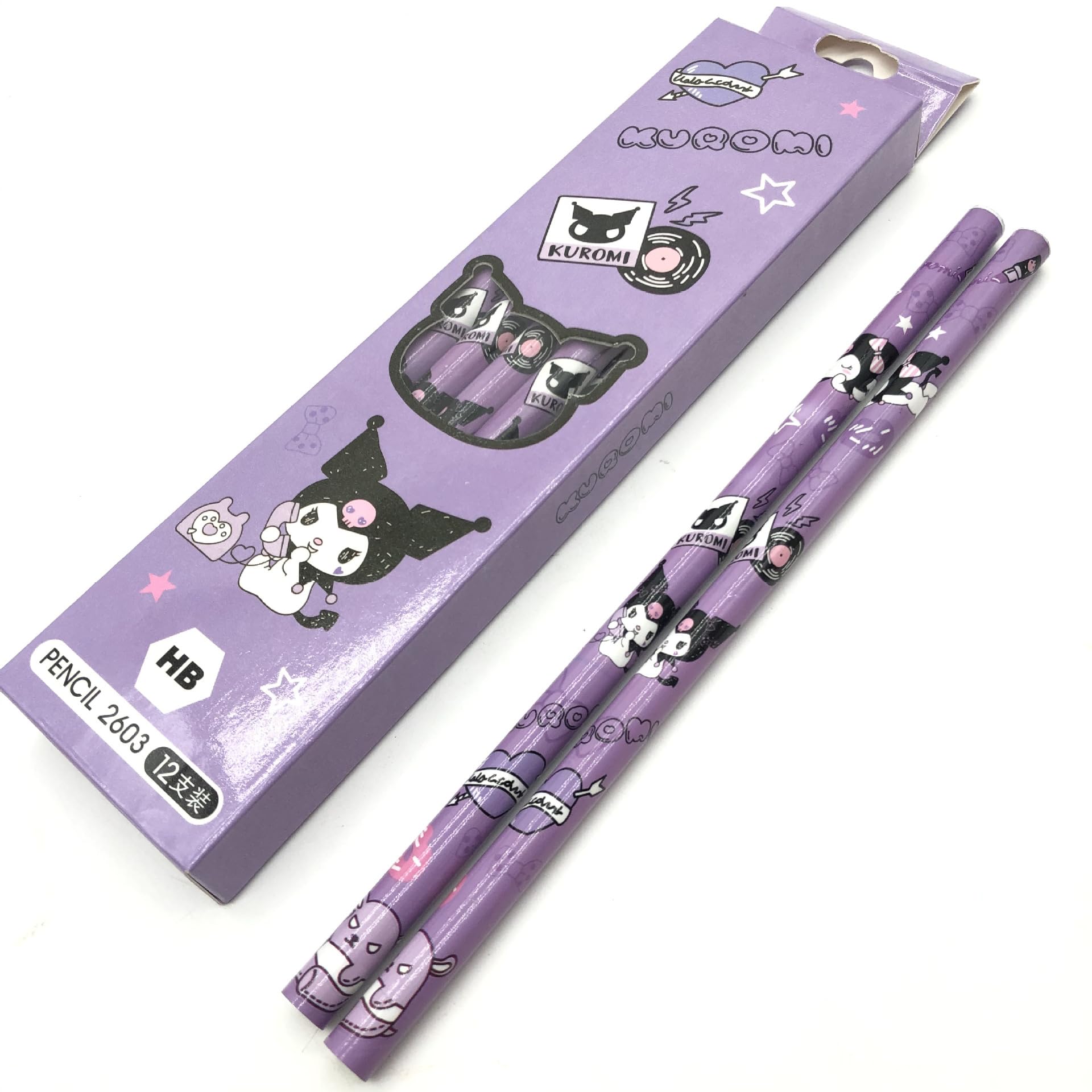 ISABELLA MOON Pack of 12 Elsa Princess Spider HB Pencils with erasers Kids Children Party Bag Fillers School Office (Purple) - Image 3