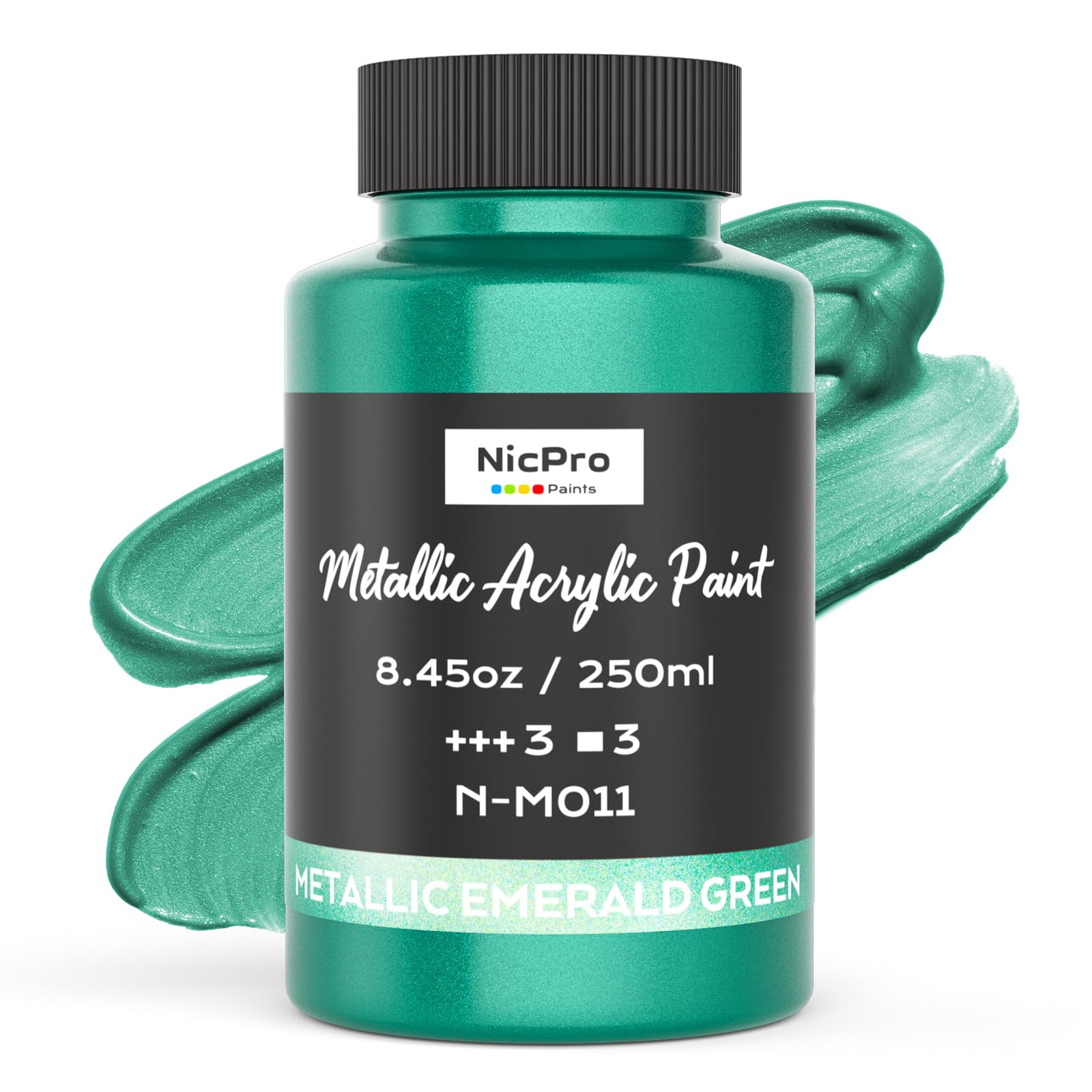 Nicpro Metallic Emerald Green Acrylic Paint, 8.45oz/250ml Craft Paints