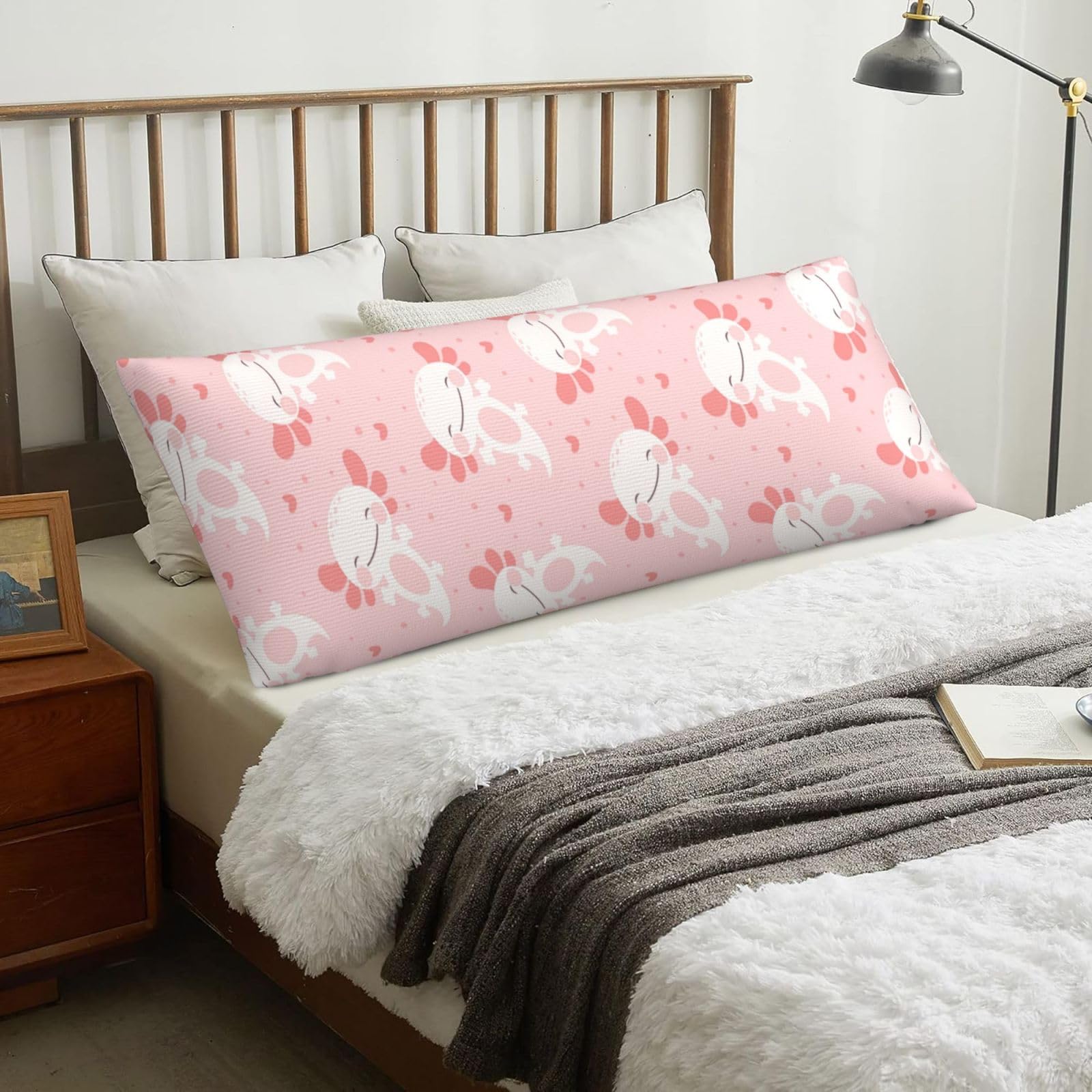 Axolotl Fish Pattern, Body Pillow Cover with Zipper,Long Body Pillowcase 20 x 60 in