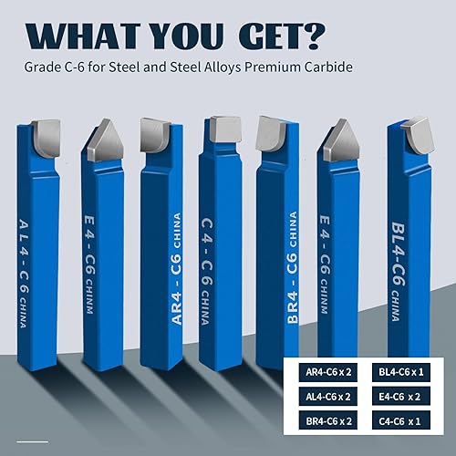 Miniatura 9 de HAowosi 11 herramientas de corte de punta de carburo de 516 pulgadas, herramientas de corte de torno de metal, herramientas de torno de corte de