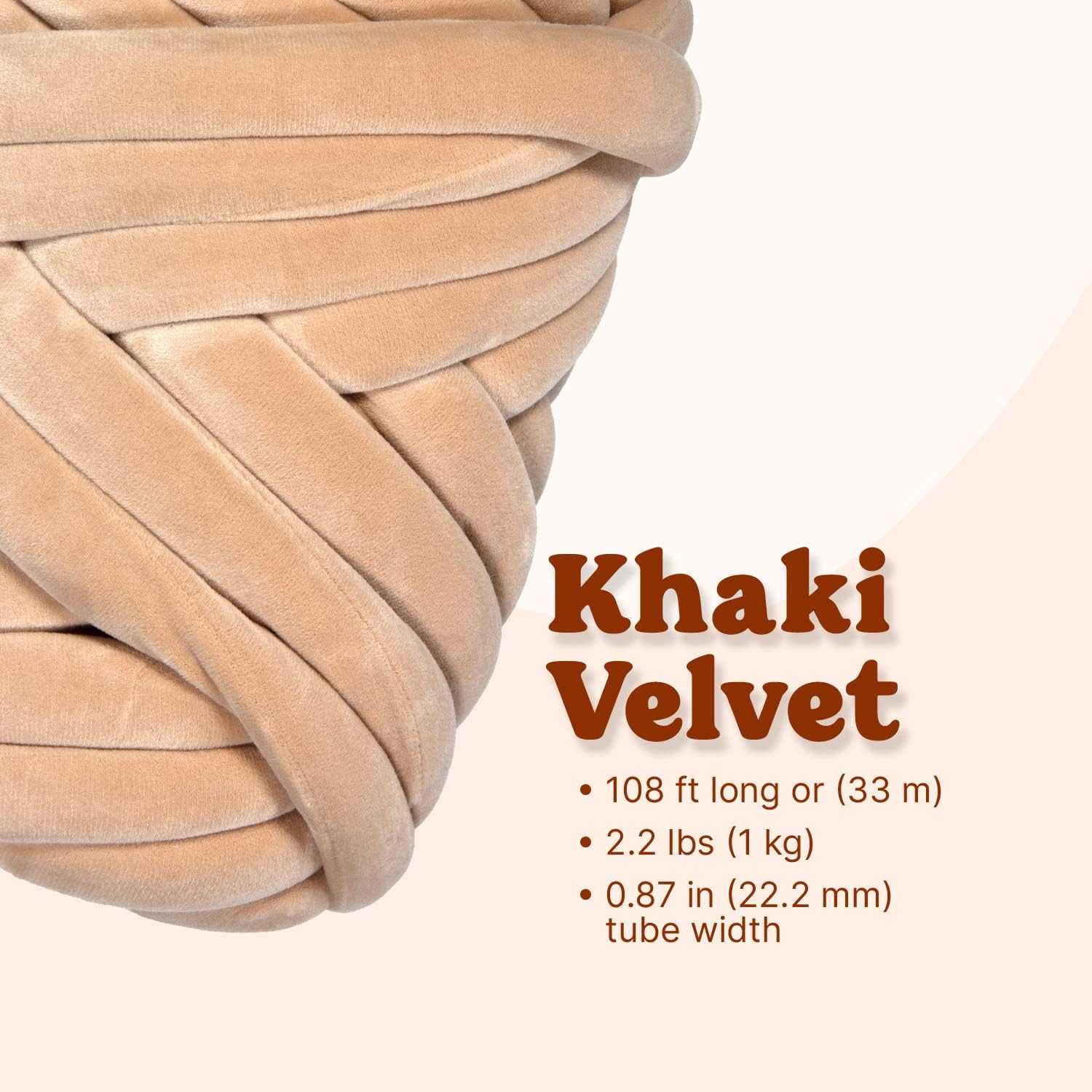 2.2 LBS of Super Soft Velvet Bulky Yarn for Hand Knitting Blanket, Pillows, Handbag, DIY, Khaki, 36 Yards, Arm Knitting Yarn for Chunky Braided Knot Throw Blanket, Weave Craft Crochet