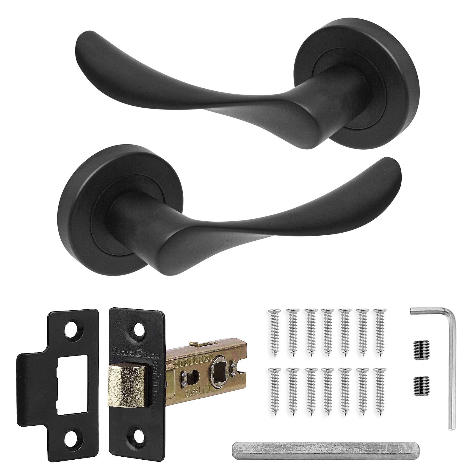 Decoranddecor Nimbus Matt Black Intenal Door Handles Aluminium Handles Lever on Rose with Latch Kit