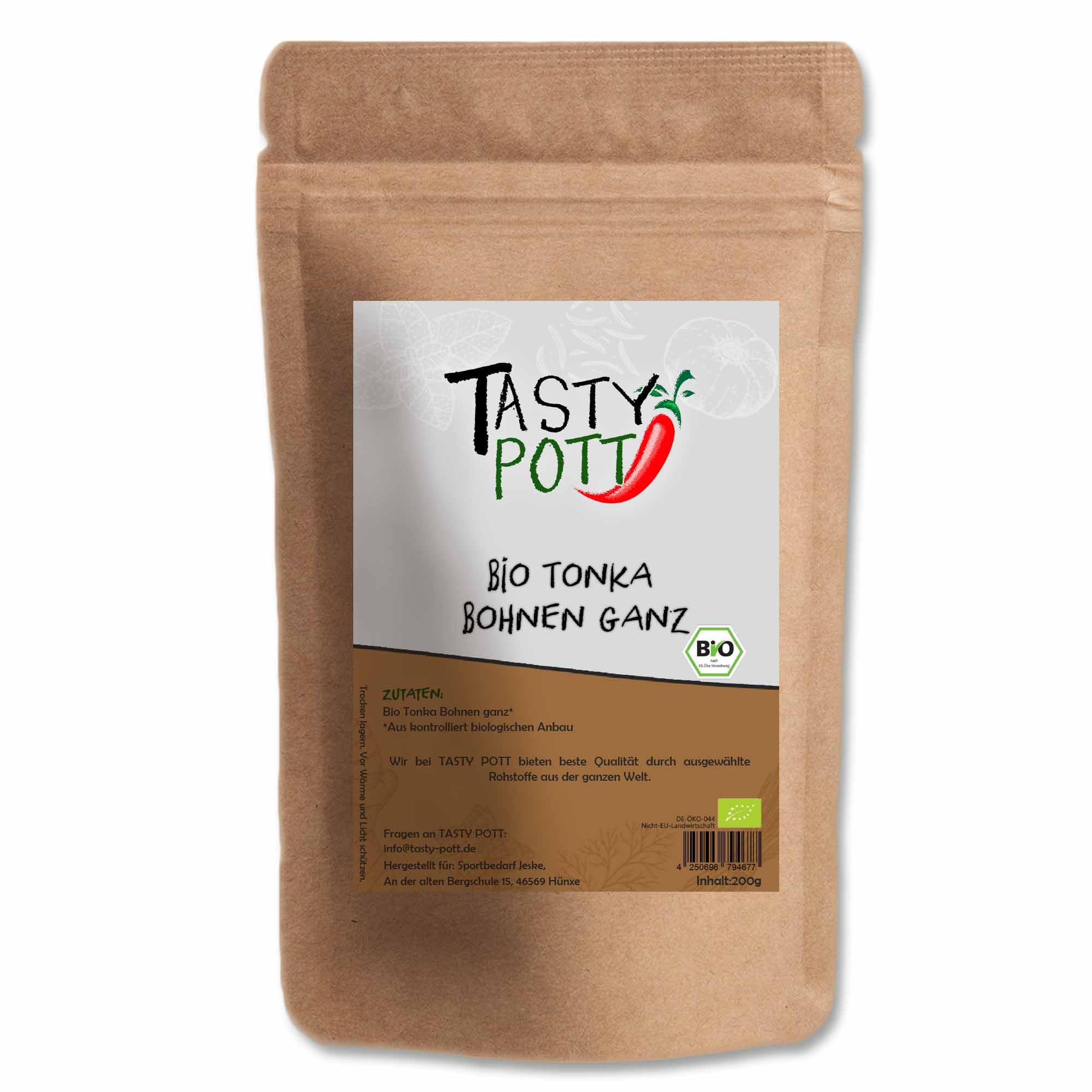 Tasty Pott Bio Tonka Bohnen (ganz) 1000g Beutel | Backen Kuchen Gewürz | süß Dessert duftend | Eiscreme Schokolade Kekse | Kochen & würzen | Vorteilsbeutel Vorratspackung
