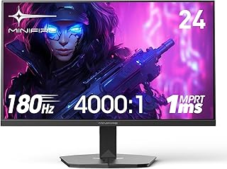 Minifire Écran PC Gamer 24 Pouces, 180Hz, 1ms, Adaptive Sync,FHD, 110% sRGB,1xHDMI 1.4/1xDP 1.2 Ports, BluelightShield, Bordure Ultra-Fine, Inclinaison Réglable