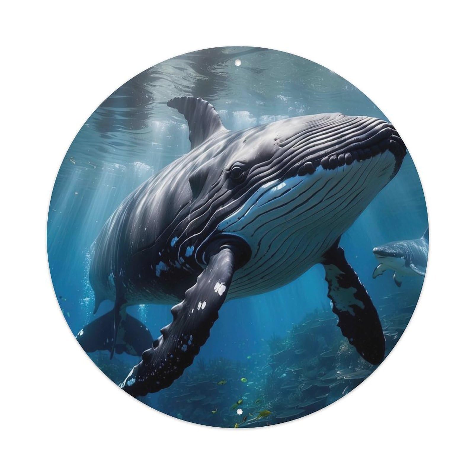 Animal Whale Leap in Coral Sea Metal Tin Sign
