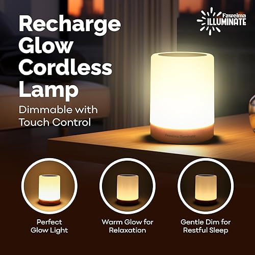 Miniatura 2 de Faweima Illuminate Lámpara táctil de luz nocturna LED  Recarga Glow Lámpara recargable inalámbrica  Luz nocturna para adultos y bebés Luces
