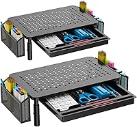 Vista 11 de WALI STT003D-B - Soporte para monitor de computadora con almacenamiento, elevador de monitor de escritorio de 3 alturas ajustables, elevador