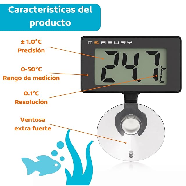 Foto 2 de 6 de Measury Termometro Acuario Interior, Termometro Digital Aqua, TM10