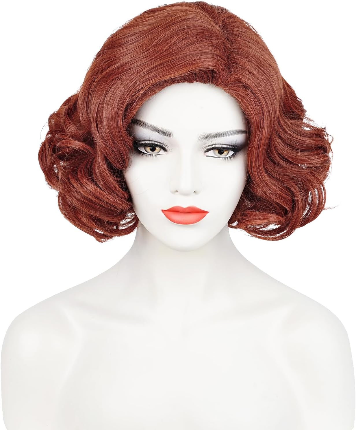 Wiggy MermaidBrown 1920s Wig Women, Auburn Short Curly Wig Finger Wave Wig Roaring 20s Vintage Flapper Wig Lady Rockabilly Synthetic Hair Wig + Wig Cap for Halloween Costume Party Cosplay