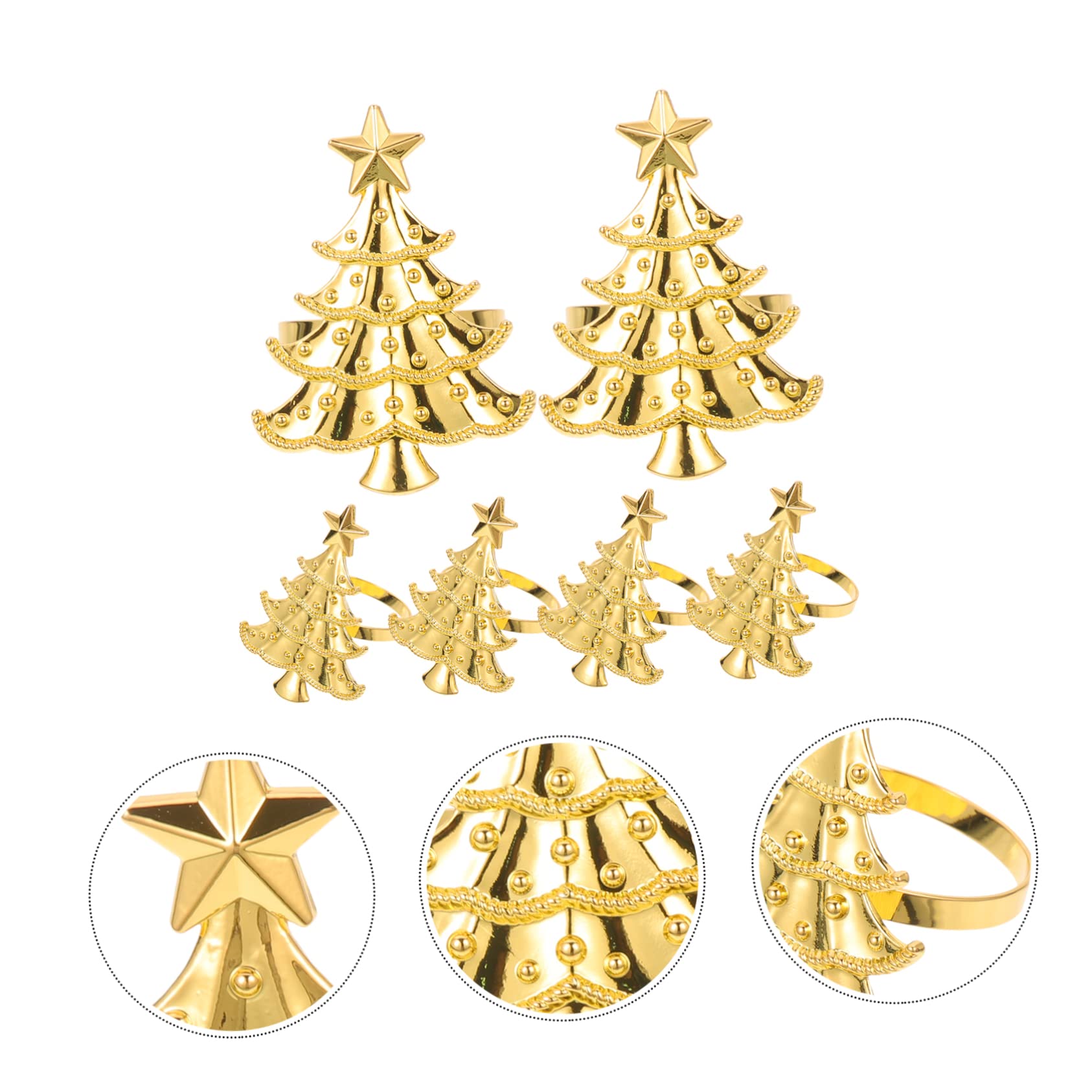 Cabilock 18 Pcs Boucle de Serviette Sapin de Noël Boucles de Serviette de Noël la Bougie de Noël Christmas Tree Xmas Tree Ronds de Serviette délicats décors de fête de Noël