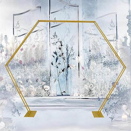 Miniatura 4 de Arco de boda, arco hexagonal para ceremonia de boda, soporte de telón de fondo de cenador de boda para jardín, boda, fiestas, interiores y exteriores