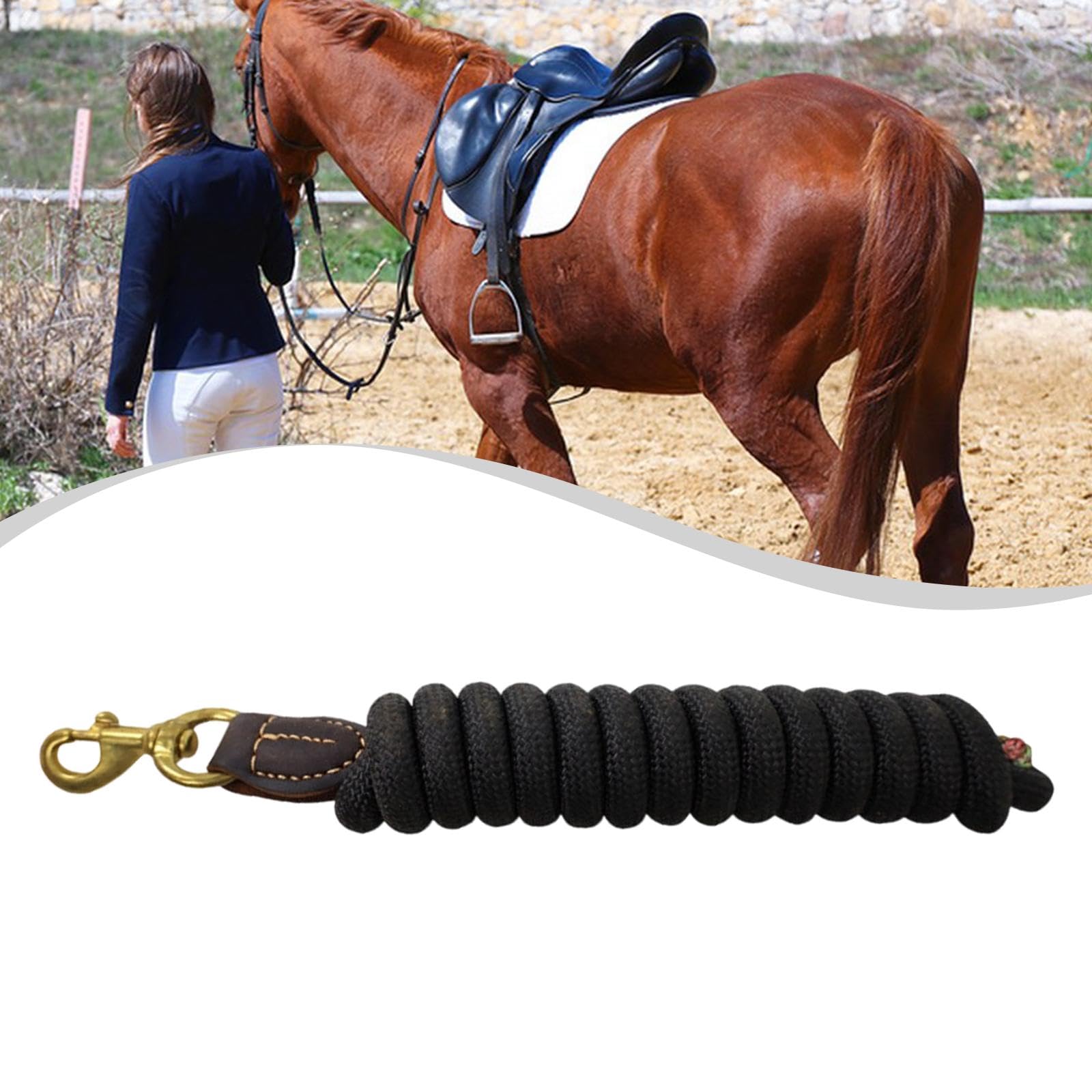 Sharplace Corda, Forniture equestri, redini, guinzaglio in Nylon per addestramento Cavalli, per, esibire, Uso Quotidiano, obbedienza, Nero