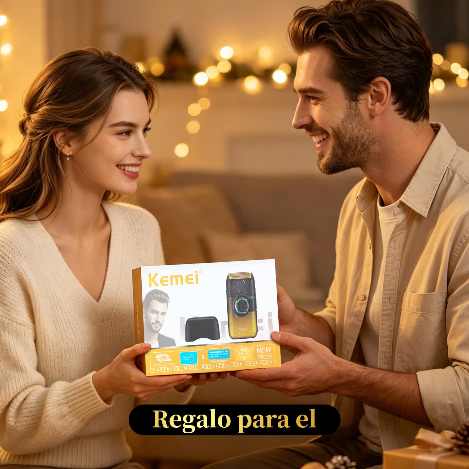 KEMEI Afeitadoras eléctricas de papel de aluminio para hombres, maquinilla de afeitar de doble lámina con cuchillas flotantes, afeitadora inalámbrica para barba que se desvanece la piel, recargable