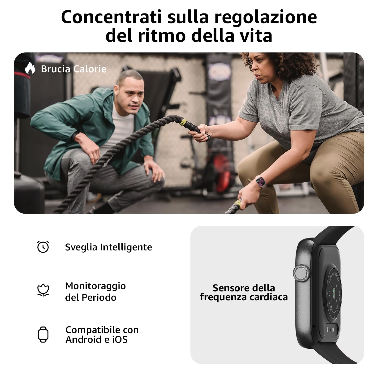 AcclaFit Smartwatch Uomo Donna, 1.85" Full Touch Screen Smartwatch con Effettua/Risposta Chiamate, Fitness Tracker con Pressione Sanguigna e Monitor Sonno, 140+ Sport Step Counter per Android iOS