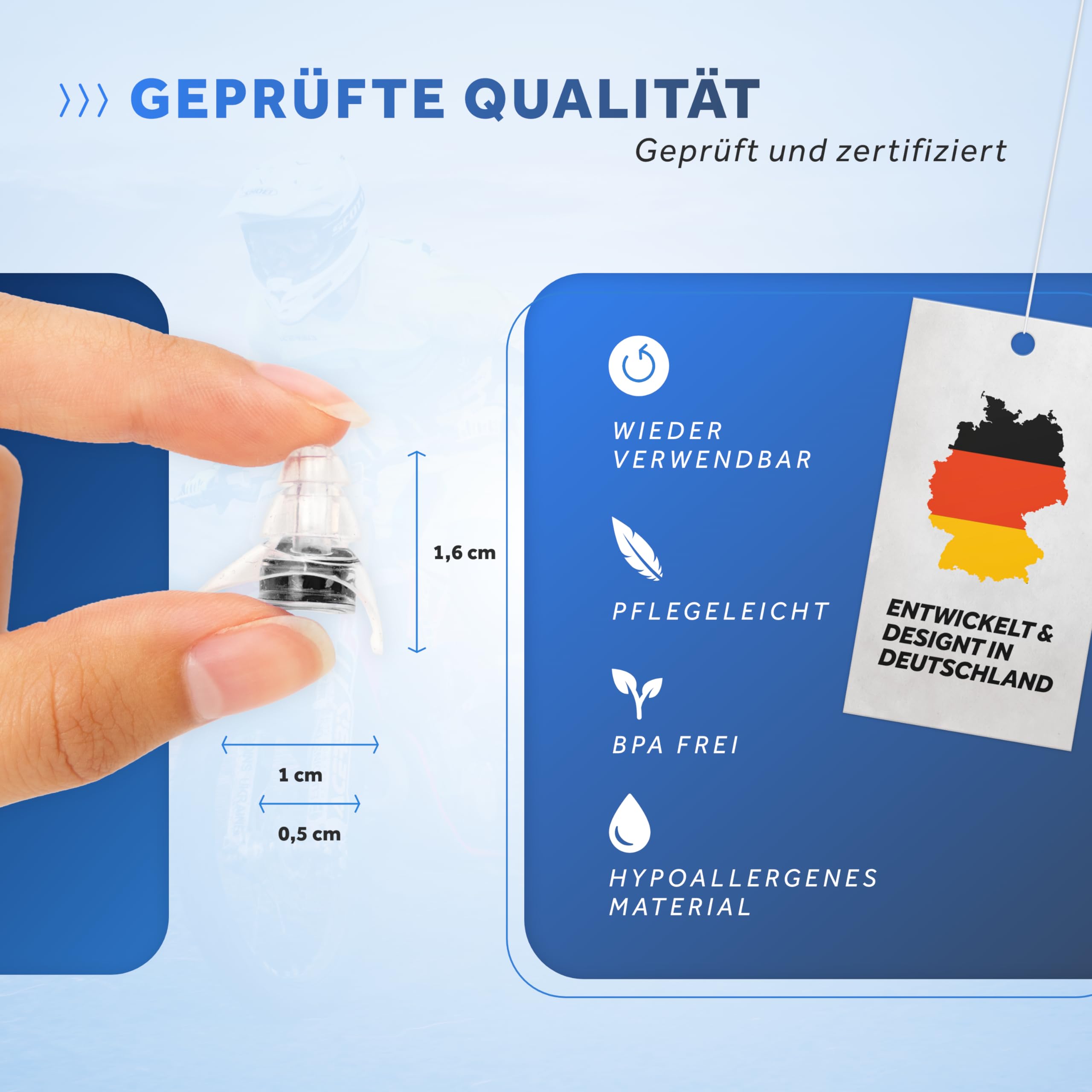 Schallwerk ® Strong+ | unauffällige Gehörschutz Ohrstöpsel – dämpfen Lärm & erhalten Tonqualität – Ohrenstöpsel transparent - Earplugs geeignet für Musik, Festival, Arbeit & Lernen