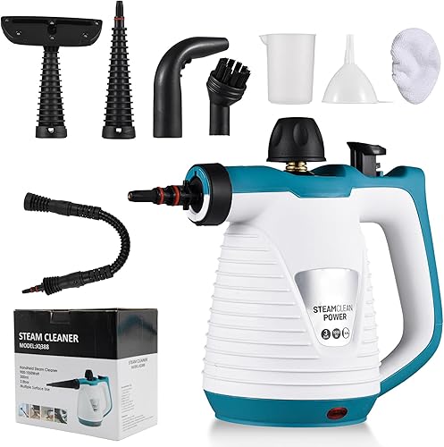 Limpiador de vapor de mano, limpiador de vapor para el hogar con 9 accesorios, máquina de limpieza a vapor a presión de alta temperatura,