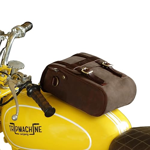 Trip Machine Company Motorcycle Leather Magnetic Tank & Tail Bag Dark BrownTobacco