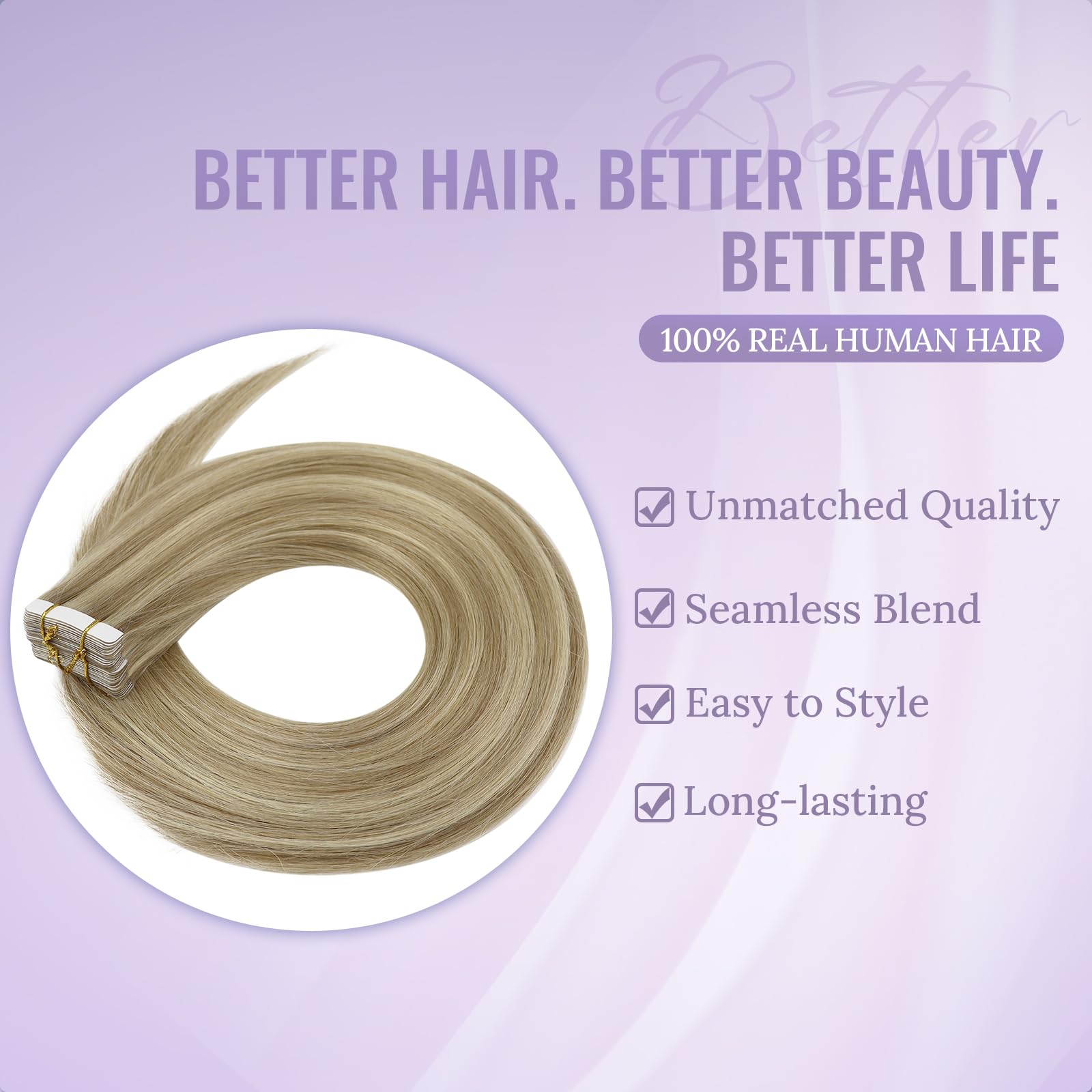 Fshine Extension Biadesive Capelli Veri 30CM 30g 20Pcs Extension Adesive Invisibili Biondo Cenere Scuro Con Highlighted Del Biondo Dorato Extension Capelli Remy Biadesive Brasiliani #16P22