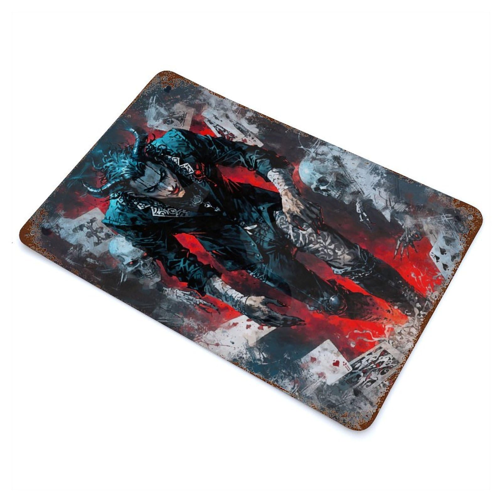 Demon King of Heart Rustic Tin Plaque 11.8"x7.9", for Shed, Workshop And Garage Wall Decor, Rustic Home Decor