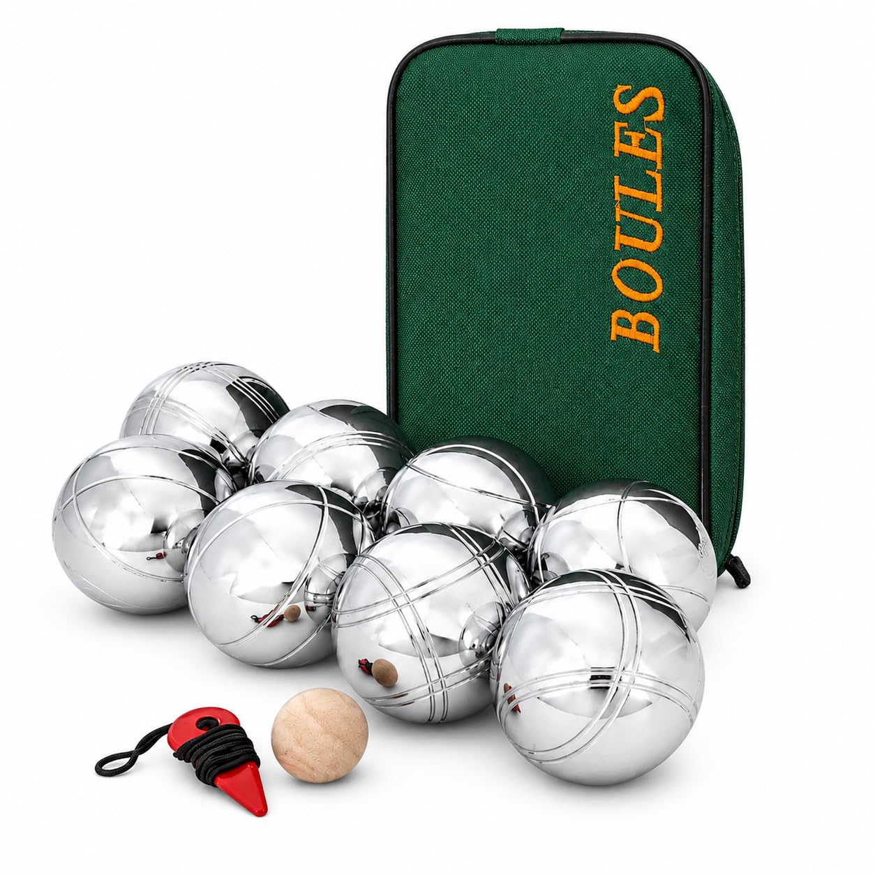 BURAKH Juego de 8 bolas francesas | Juego de bolas cromadas | Juego de petanca de acero inoxidable para jardín al aire libre | Juegos clásicos familiares al aire libre | Juego de pentanca | Diversión