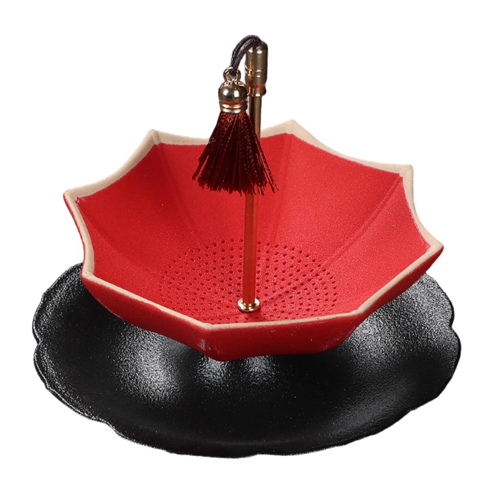Colador de Té de Cerámica en Forma de con Diseño Creativo y Detalles Decorativos Filtro para Accesorio para Mesa de Kung Fu, Rojo, tal como se describe